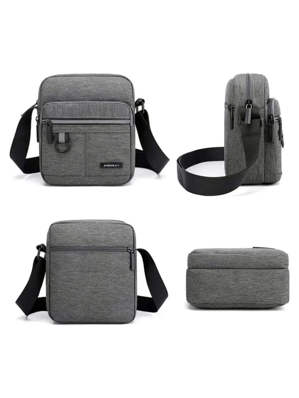 Canvas Crossbody Bag for Men, Small Shoulder Bag, Mini Messenger Bag with 4